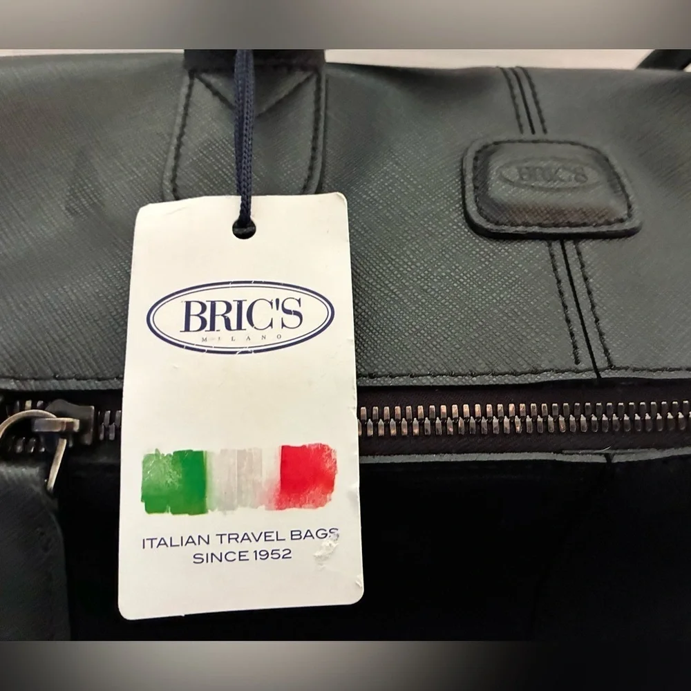 NWT Bric’s Milano Vareze Black Holdall Vera Pelle Weekender Bag Made in Italy